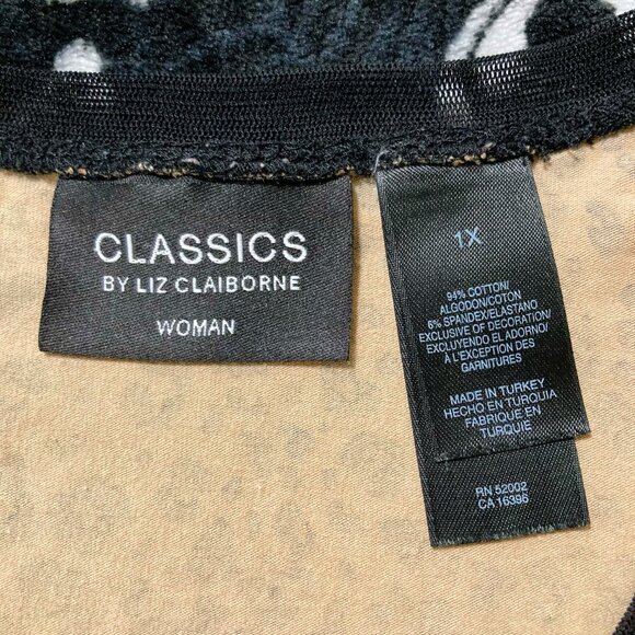 LIZ CLAIBORNE Leopard print long sleeve plus size top ~ VINTAGE XL 1X goth shirt - Picture 2 of 12